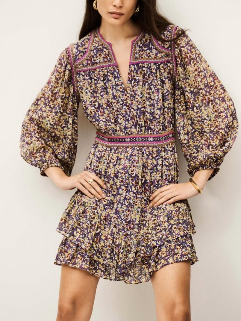 Share Ba&Sh robe manches Mini Dress